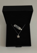 AAGAARD DENMARK STAR PENDANT 14K WHITE GOLD WITH DIAMONDS AND SILVER CHAIN NEW
