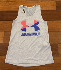 Girls Kids Youth Under Armour Gray Tech Tank Top Size Small EUC