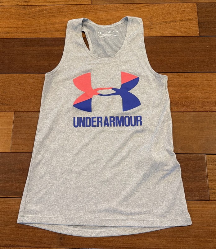 Girls Kids Youth Under Armour Gray Tech Tank Top Size Small EUC