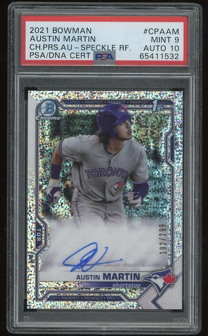 2021 Bowman Chrome Austin Martin Speckle Refractor Auto /299 Psa 9 Auto Grade 10