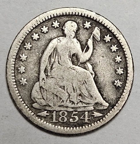 1854 P Philadelphia Mint Seated Liberty Half Dime 90% Silver U.S Type Coin d452