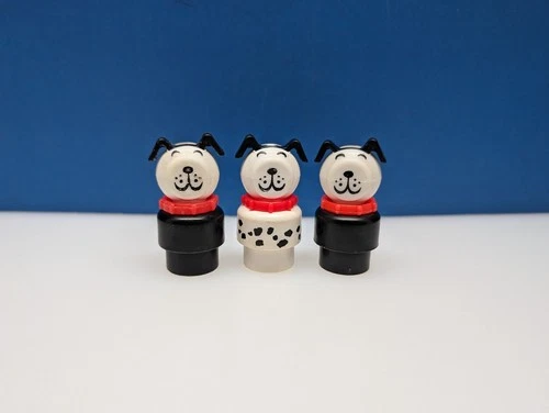 Vintage Fisher-price Little People Dogs White Dalmatian Fire Station/Truck