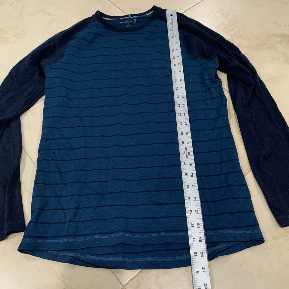 Smartwool Classic Thermal Merino Base Layer Crew Blue Stripe Size M - Image 4 of 4