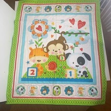 Kids Jungle Animal Baby Play Mat Blanket Monkey Giraffe Puppy Green Blue White