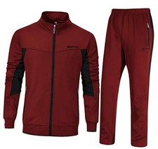 Men's Tracksuits 2 Piece Running Jackets Athletic 3X-Large Wine Red  Black
