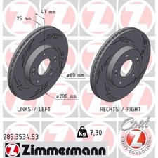 2x Zimmermann 285.3534.53 Bremsscheibe für HYUNDAI KIA i30 XCEED PDE PD PDEN CD