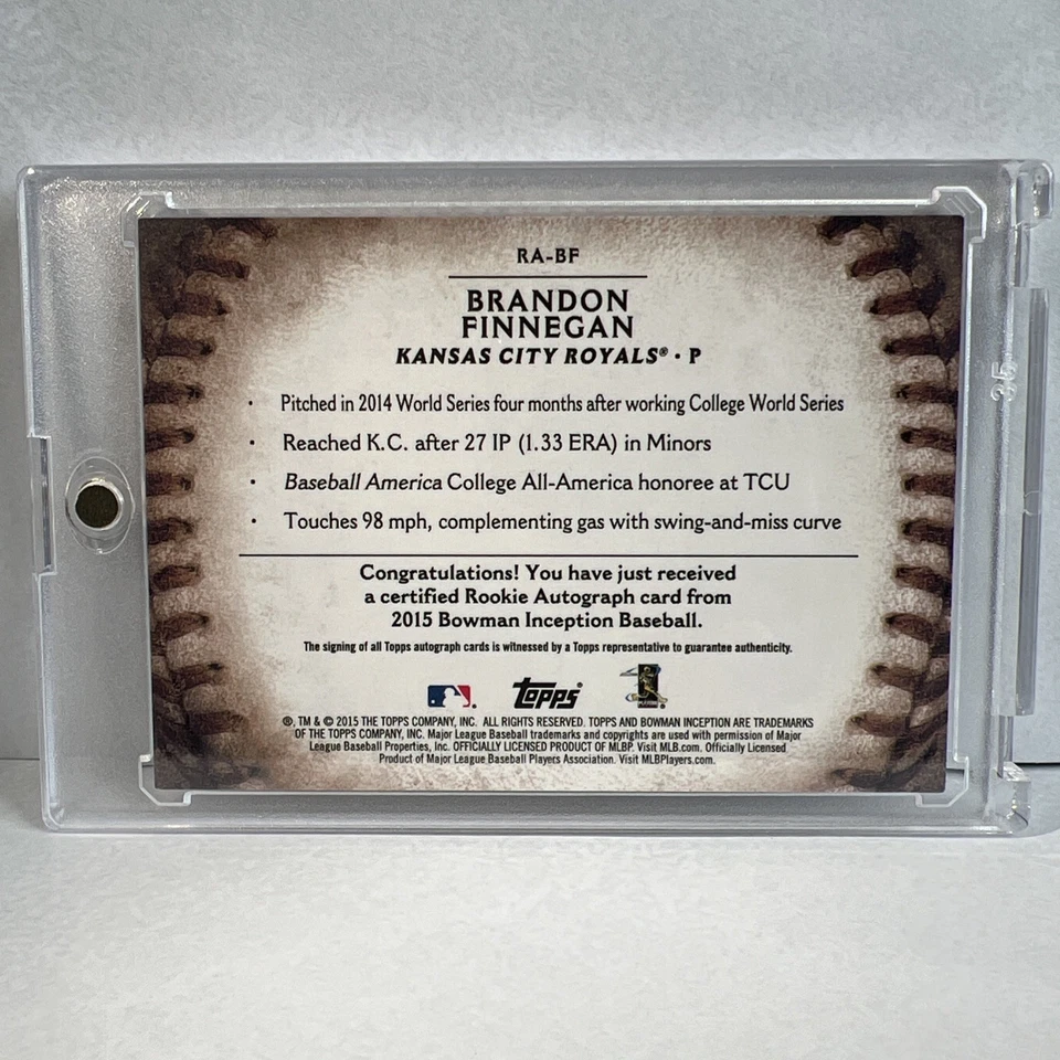 Bowman Inception 2015 - Brandon Finnegan novato autógrafo Auto Royals dorado/25 Foto 2 de 2