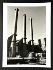 1990s Boston MA Factory Industrial Smokestack Fuel Gas Stack Chimneys VTG Photo