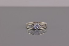 Sterling Silver Cubic Zirconia Channel Set Baguette Band Ring 925 Sz: 8