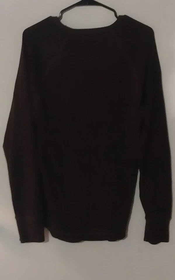 American Eagle Thermal Shirt men’s Sz Medium Brown Y2k Henley Layers Logo - Image 4 of 4