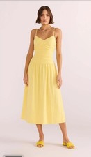 Revolve MINKPINK Ophelia Ruched Midi Dress Size M Yellow 