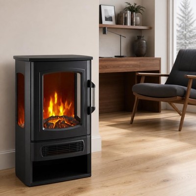 Panoramic Electric Fireplace LED Flame Effect Freestanding Portable Space Heater