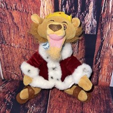 Vintage Disney Robin Hood Prince John Plush Stuffed Toy Royal Red Robe Crown