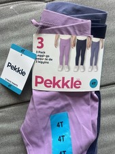 NWT Pekkle 3 Pack Leggings Girl Pants 4T Pink Blue Jean