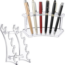 2 Pieces Plastic Pen Display Stand, 6 Slot 2 Kinds Vertical and Horizontal Pen H