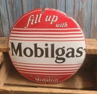 Vintage Mobilgas Mobiloil Mobil Gas Oil Porcelain Metal Pump Plate Domed Sign