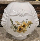 Vtg GONE W/THE WIND Kerosene Oil Lamp Globe Shade Milk Glass Lion Heads Flowers