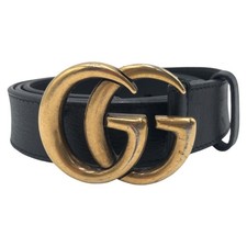 GUCCI GG Marmont 80/32 414516 AP00T Belt buckle black gold leather/metal GG