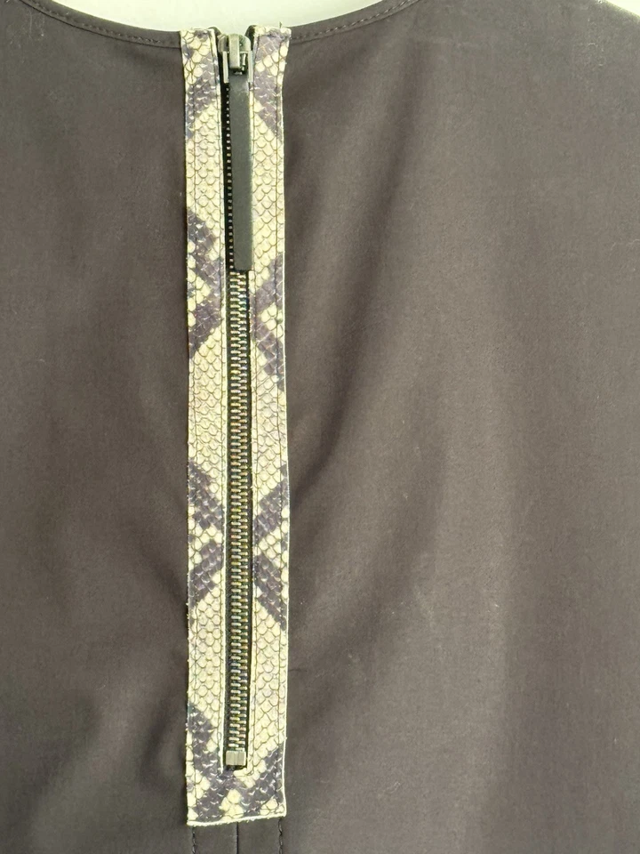 Helmut Lang Womens Black Leather Trim Python Accent Top Size M Quiet Luxury Edgy - Image 4 of 4