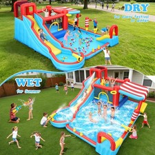 14 in 1 Inflatable Water Slide Bounce House Dual Slide Water Park Climbing Party