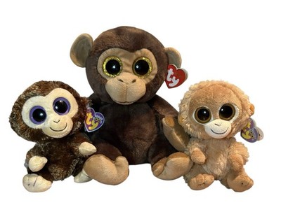Ty Beanie Boos Coconut Tangerine Bananas Monkey Chimp Bean Bag  Plush Lot of 3