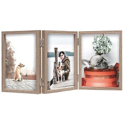  3 Picture Frame Triple Wooden Three Hinged Photo Frame Definition 4x6 Grain