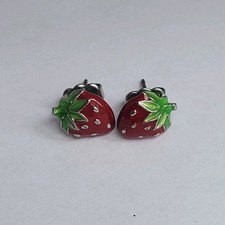 Vintage Avon Strawberry Earrings Studs Silver...