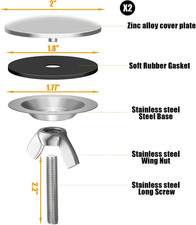 2 Pack 2 Inch Sink Hole Cover for Kitchen Stainless Steel Faucet Hole Cover,S...