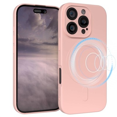 Silikonhülle magnetisch für Apple iPhone 16 Pro Magnet Case TPU Bumper in Rosa
