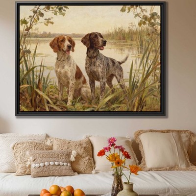 Dog Pointer Oil Painting Canvas Print Rustic Pet Portrait Decor Animal Wall Art
