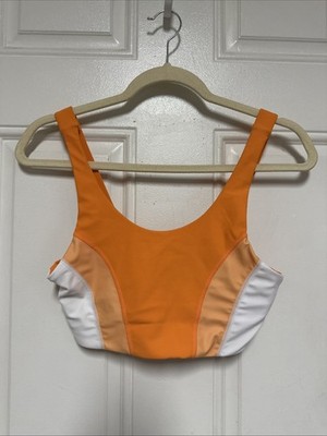 Wilo Women's Sports Bra Size Medium Orange Ribbed, No pads!