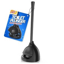 Toilet Plunger with Holder, Plunger with Unique Holder for 5.7-inch 1 Black