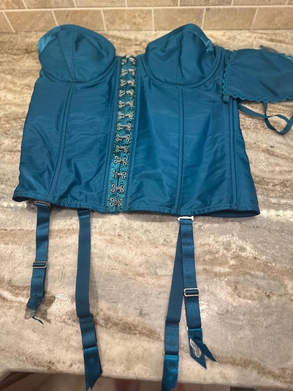 Fredericks of Hollywood Satin Bue  Corset Bustier Womens 38C