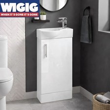 400mm White Gloss Cloakroom Slim Vanity Unit with One Tap Hole Basin