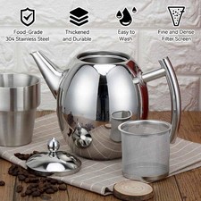 Edelstahl Teekanne mit Siebeinsatz Wasserkessel Wasserkocher Kaffee Teekessel