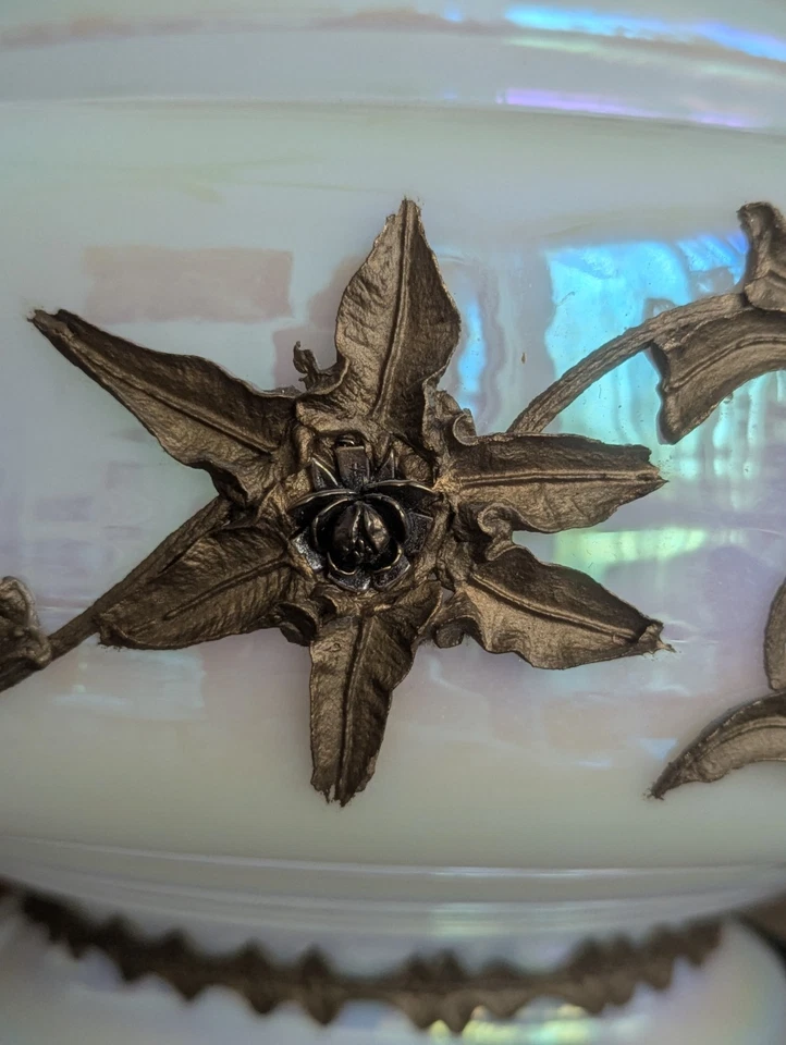 MCM Vtg Carl Falkenstein Glass Opalescent Swag Art Lamp Globe Hollywood Regency - Image 4 of 4