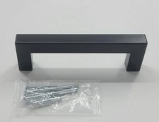 30 Pack Knobelite 4" Black Matte Square Stainless Steel Cabinet Drawer Pulls