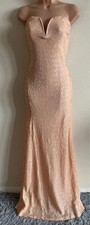 TFNC Showstopper Size 12 Peach Long Sequin Maxi Dress Prom Dress Cocktail Party