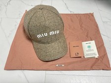 miumiu chevron wool baseball cap beige