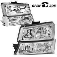 Open Boxchrome Clear Side Headlightbumper Lamp For 03-06 Silveradoavalanche