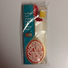 Vintage Sport Casual Socks RED Pompom Tennis Golf Stretch Nylon Womens 10-11.5