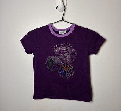 MARC JACOBS - Girls Cotton Fun Purple Logo T-shirt - Girls Size 8 - VGUC!