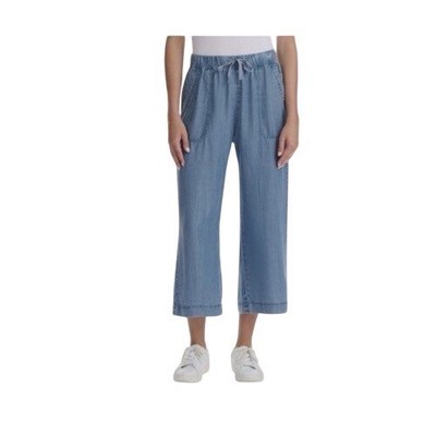 Splendid Womens Blue Elastic Drawstring Wide Leg Crop Pants XXL NWT 1963656