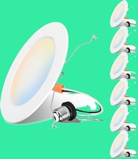 6 Inch Recessed Lights, 5CCT LED Can Lights, Dimmable, 6 Pack,White 10W 120W