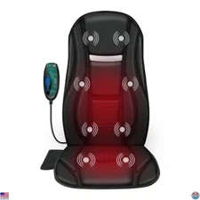 Snailax Vibration Back Massager with Heat, 8 Motors, 5 Modes, Chair Cushion Pad