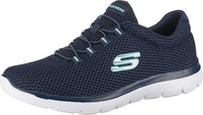 Image of Skechers Women's Summits 12985 Trainers, Navy 7 UK, Mesh White Trim 