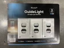 SnapPower GuideLight LED Night Lights Wall Plate 3 Pack Duplex No Wire New