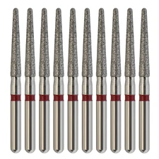 Dental Diamond Burs FG 850/016F Round End Taper Fine Grit Red High Speed 10pc/pk