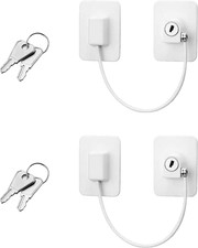 Window Door Lock,Upgrade 2025 Adhesive Cable Restrictor with Keys Baby Child Saf