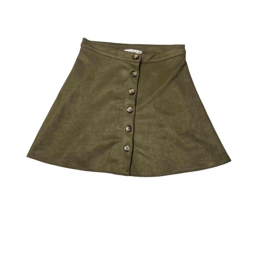 HYFVE Women's Retro Faux Suede Olive Green ALine Mini Skirt Small eBay